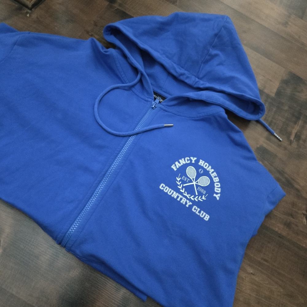 Fancy Homebody Country Club Tennis Blue Sweatshirt Large Oversized Loungewear